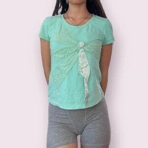 Turquoise Bow Y2K Top